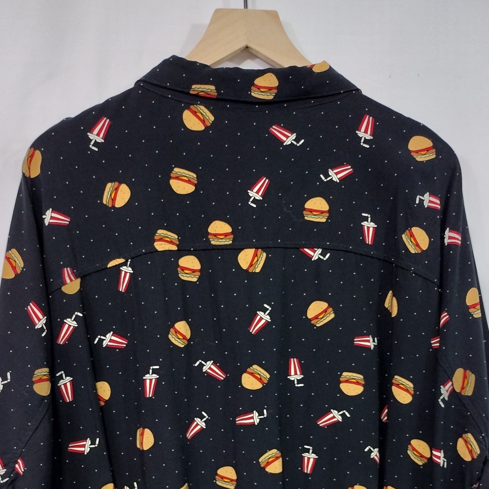 Lularoe Charlie Novelty Print Button Shirt Mens 3XL Black Casual Comfy Retro 90s - Picture 6 of 9